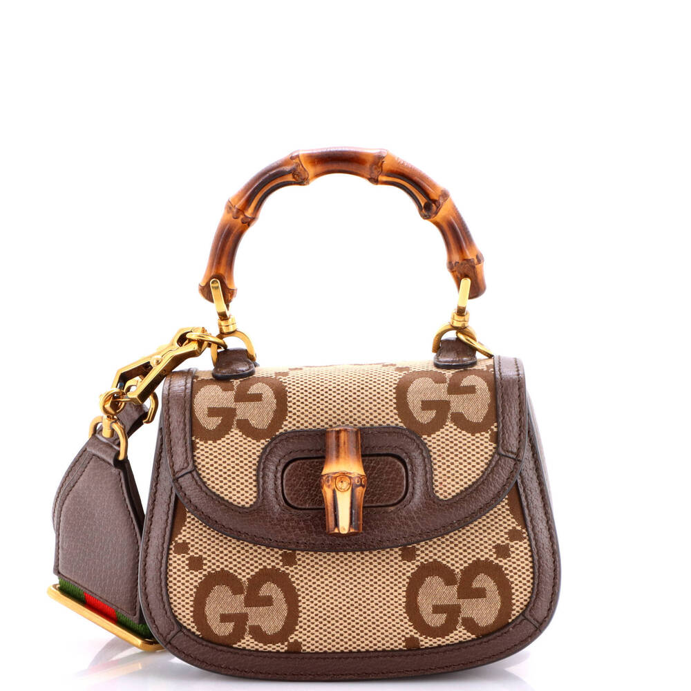 Gucci Mini Bamboo 1947 Top Handle Bag Jumbo GG Canvas